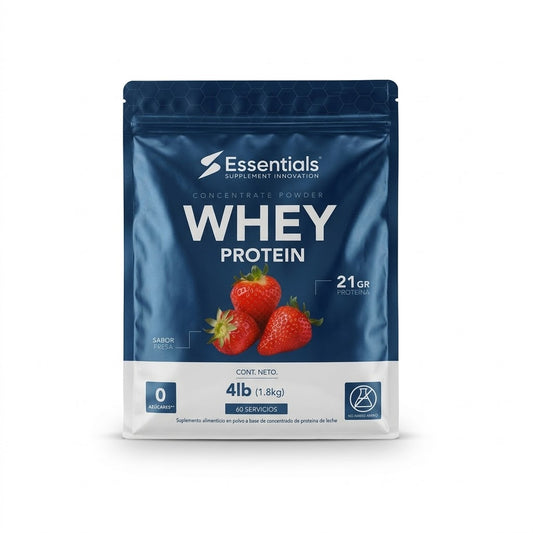 Whey Protein 4LB Essentials Fresa Proteína para Masa Muscular